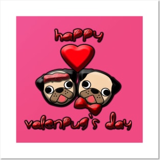 valentine's day #valenpug's day pugs couple Posters and Art